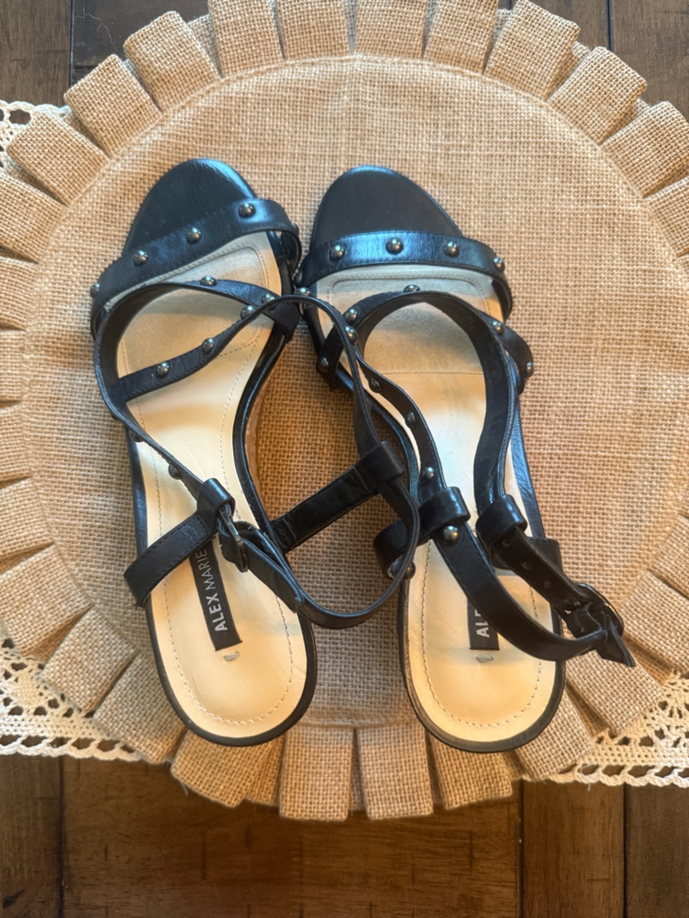 Alex Marie Black Studded Strappy Heels
